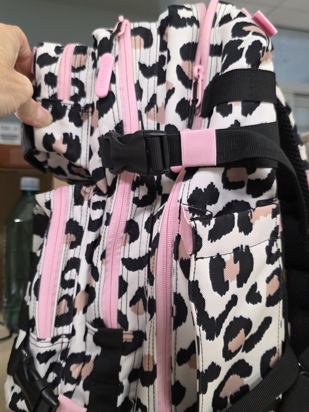 WOLFpak Women's Pink Black Leopard Print Backpack - Picture 2 of 5
